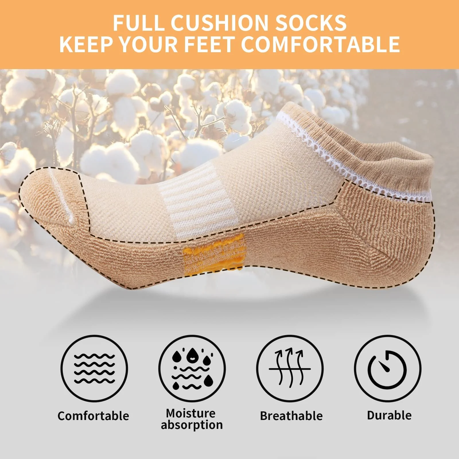 Жіночі шкарпетки Тип Спортивні шкарпетки Розмір 35-38 39-42 Бавовна, фото №2