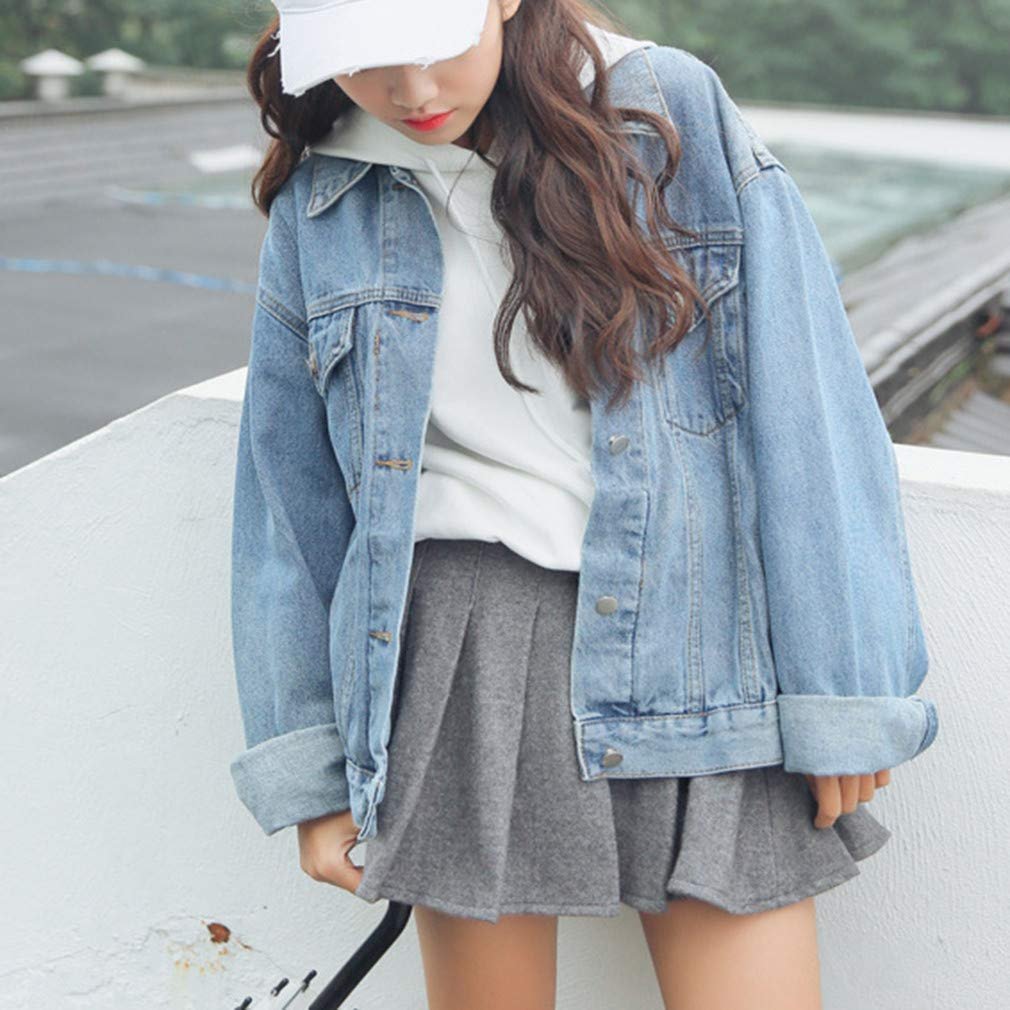 Джинсовая куртка Beskie Oversized, женская, длинный рукав, бойфренд, свободный крой, пальто, фото №4