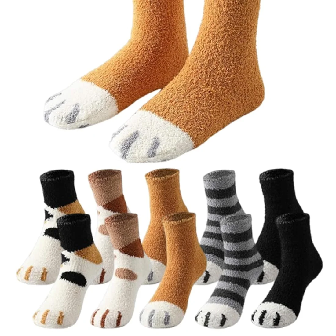 Носки Пушистые 5 пар Кошачьи лапки С рисунком кота Мягкие Теплые Домашние для сна Женские Девичьи, фото №1 Носки Пушистые 5 пар Кошачьи лапки С рисунком кота Мягкие Теплые Домашние для сна Женские Девичьи, фото №1