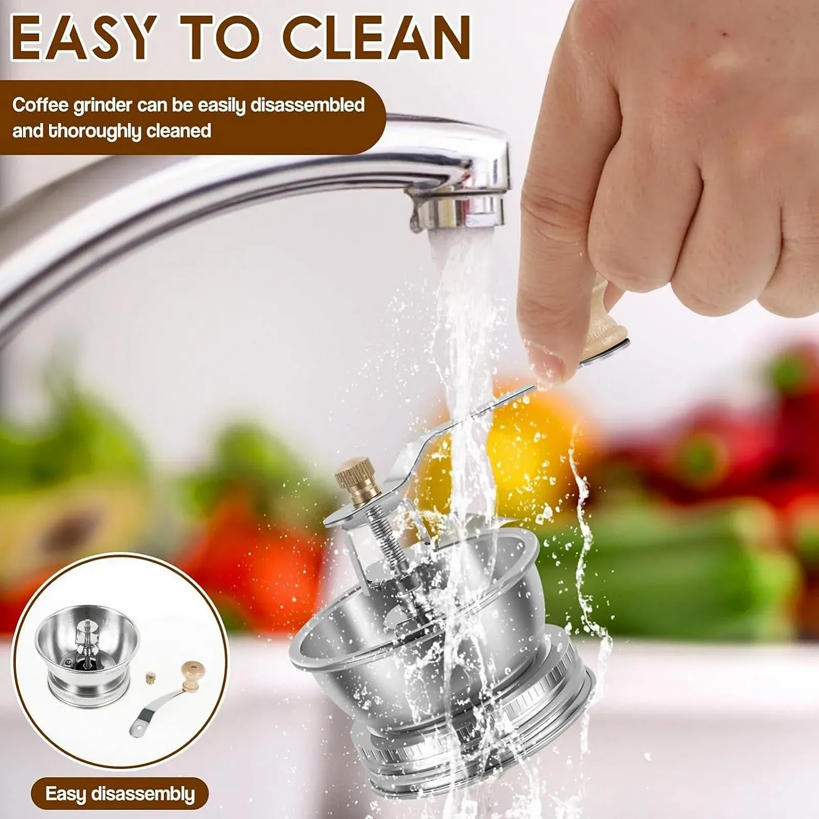 Кавомолка ручна для банки Mason з кришкою, портативна для кемпінгу, з нержавіючої сталі з ручкою для Mason, фото №8