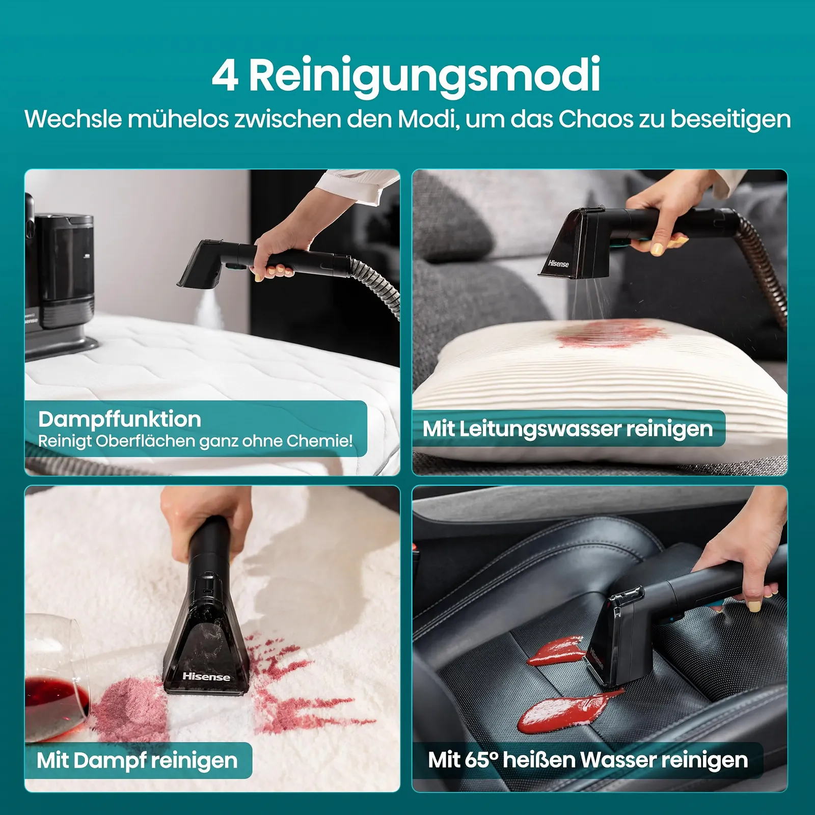 Пароочисник Hisense HSSC007A 1500 W 1.8 L 2-в-1 4 режими, фото №6