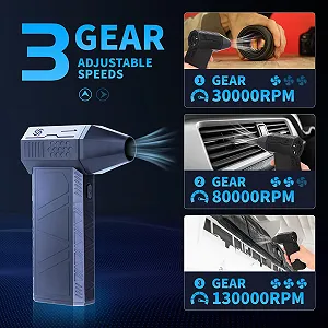 Електрична повітродувка 130,000 RPM 3 швидкості 6000 мАг Чорний Jet Fan Keyboard Cleaning Set synthetic.ua - Фото 1