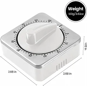Механический кухонный таймер Stainless Steel Магнитный 85 дБ Silver synthetic.ua - Фото 1