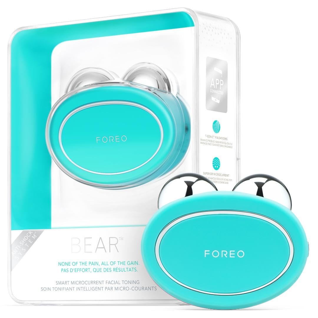 Прибор для микротоковой подтяжки лица FOREO Bear - Тренажер для лица и челюсти - Неинвазивный лифтинг - Антивозрастной - Безопасный и безболезненный - Мятный, фото №1