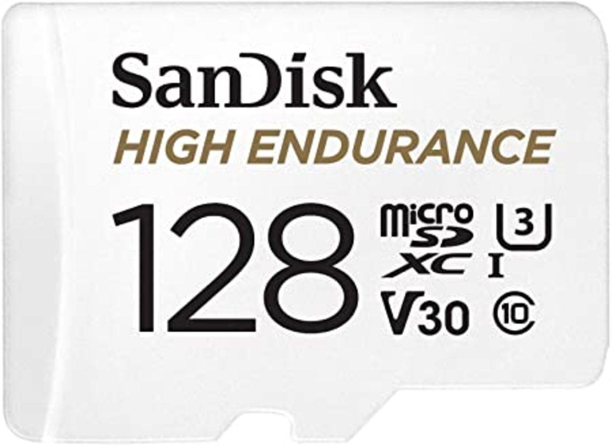 MicroSDXC (UHS-1 U3 SanDisk High Endurance 128Gb class 10 V30 (100Mb/s) adapterSD, фото №1