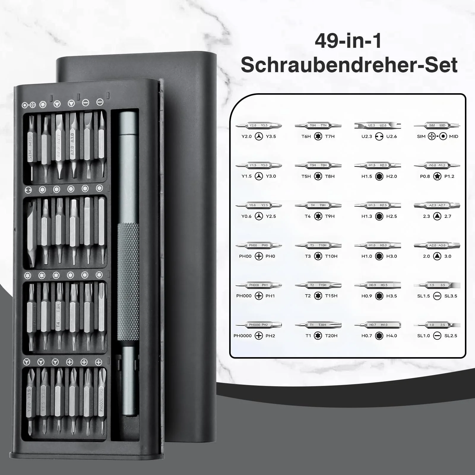 Набір міні-викруток VEGCOO 49-в-1 прецизійні сталь S2 (HRC65+) магнітні, фото №2