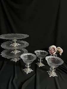 Креманка Крижане скло на срібній ніжці - Фото 1