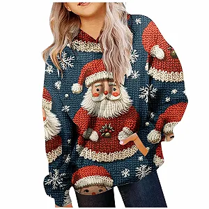 Худи Рождественский Принт Мягкий Свитшот с длинными рукавами Милый Пуловер для девочек - Фото 1