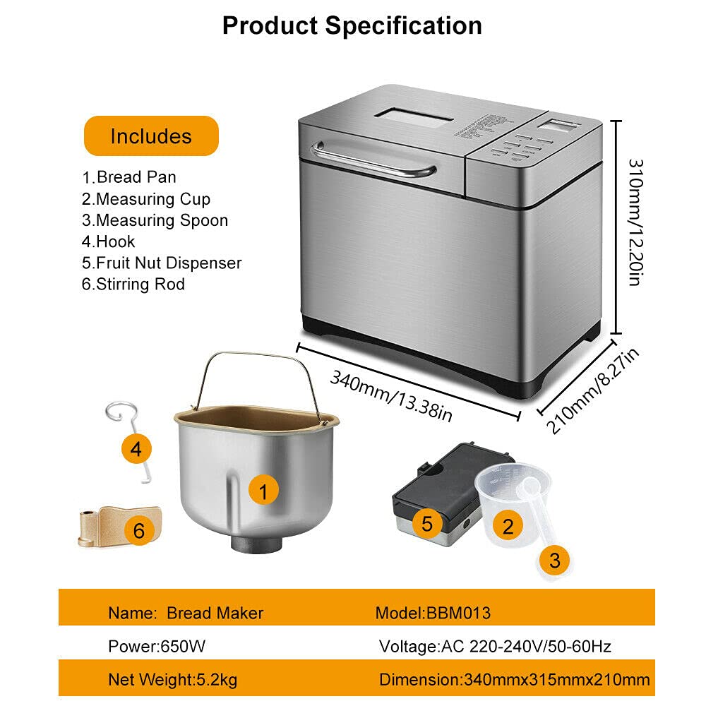 Автоматическая хлебопечка SHZICMY 650 Вт 19-в-1 Программируемая Хлебопечка Цифровой сенсорный экран Домашняя пекарня, фото №3 Автоматическая хлебопечка SHZICMY 650 Вт 19-в-1 Программируемая Хлебопечка Цифровой сенсорный экран Домашняя пекарня, фото №3