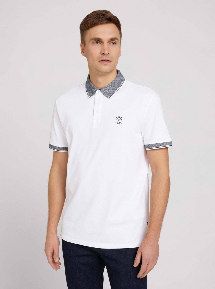 Поло basic polo with chest embro 1030625XX1020000 Tom Tailor Білий 2XL, фото №1