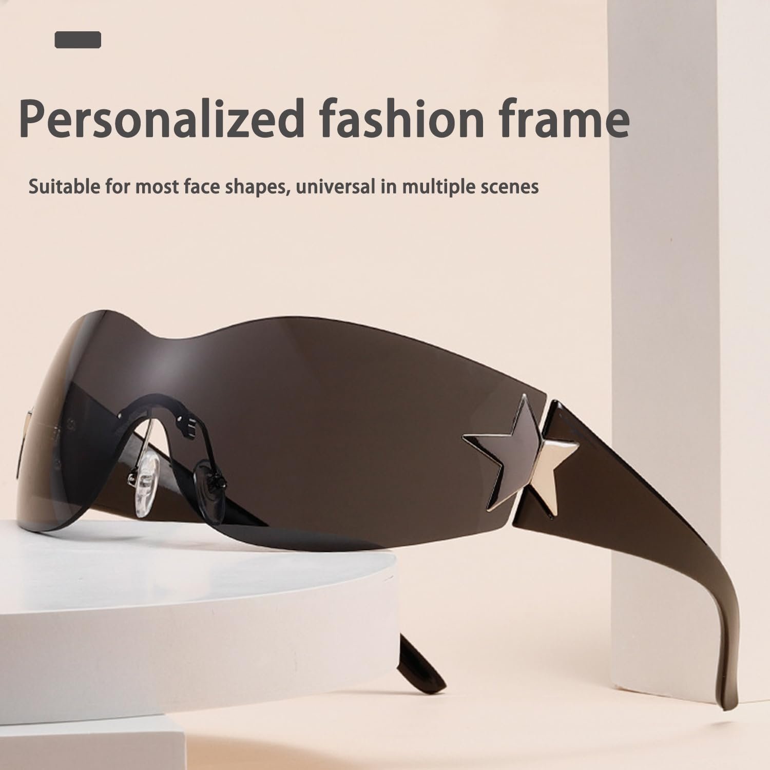 Очки Солнцезащитные Hachera Безоправные Y2k в стиле панк, 3 шт, Черный, белый, коричневый, фото №7