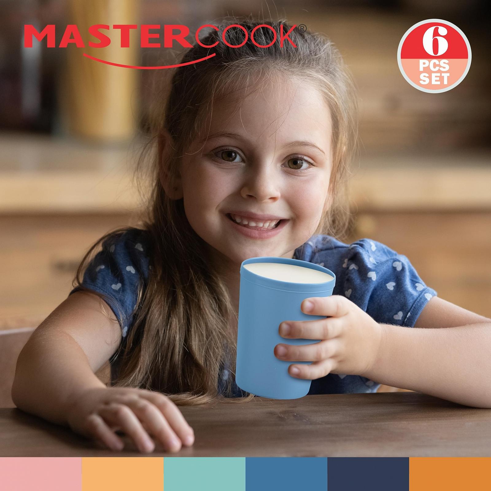 Небиткі штабельовані чашки MASTERCOOK, набір 6 штук, різнокольорові 240 мл, фото №5