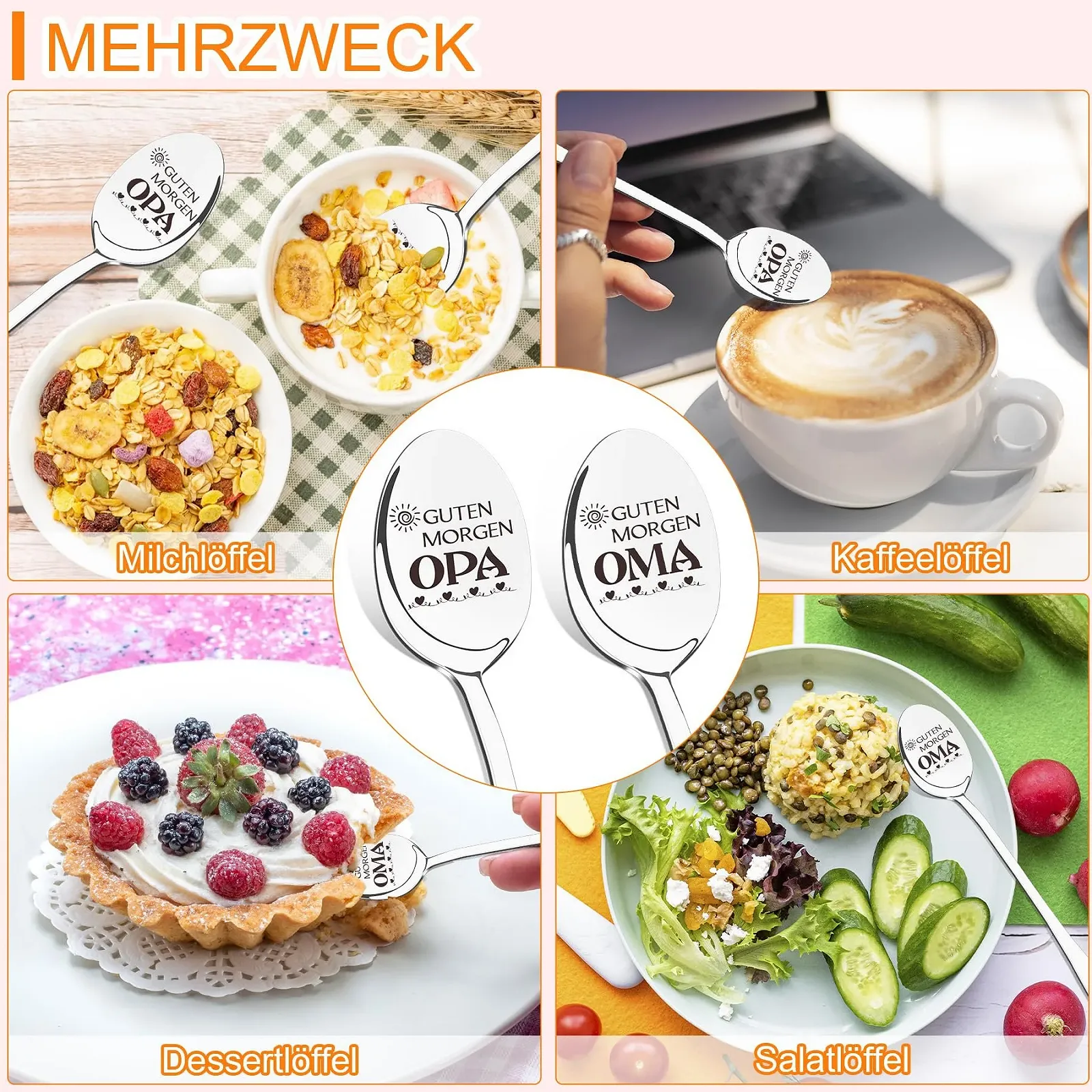 Ложка Кавова з гравіюванням для найкращих бабусі та дідуся, Паковання з 2 штук, фото №5