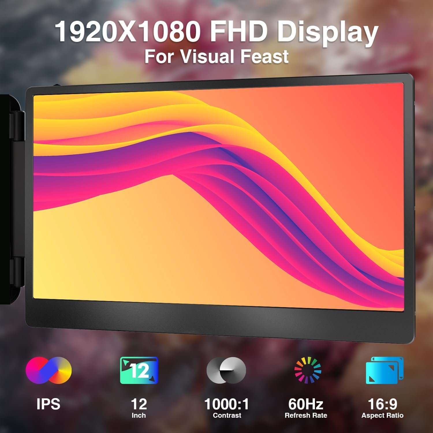 Монітор портативний сенсорний 12" KEFEYA S1 mini FHD IPS 60 Гц, фото №2
