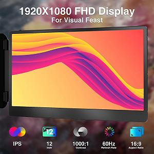 Монітор портативний сенсорний 12" KEFEYA P1 FHD IPS 60 Гц synthetic.ua - Фото 1