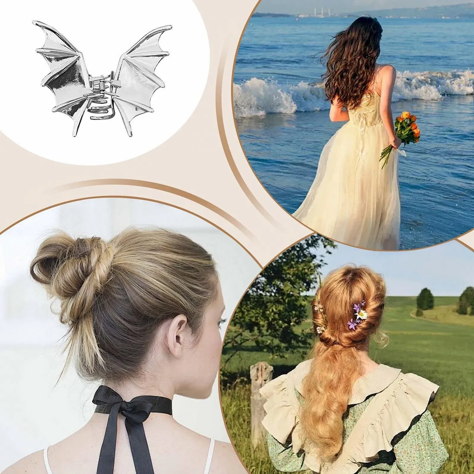 Заколка для волос Halloween Bat, в форме крыльев летучей мыши, черная, фото №4 Заколка для волос Halloween Bat, в форме крыльев летучей мыши, черная, фото №4