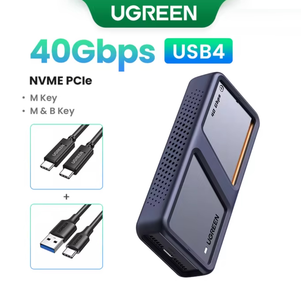 Зовнішня кишеня UGREEN CM642 40Gbps M.2 NVMe SSD to USB4, Thunderbolt 4 Grey  (15976), фото №1