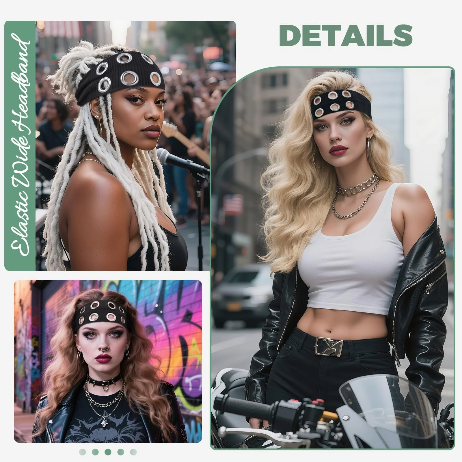 Пов'язка на голову Жіноча Еластична з порожнистими люверсами, фото №5