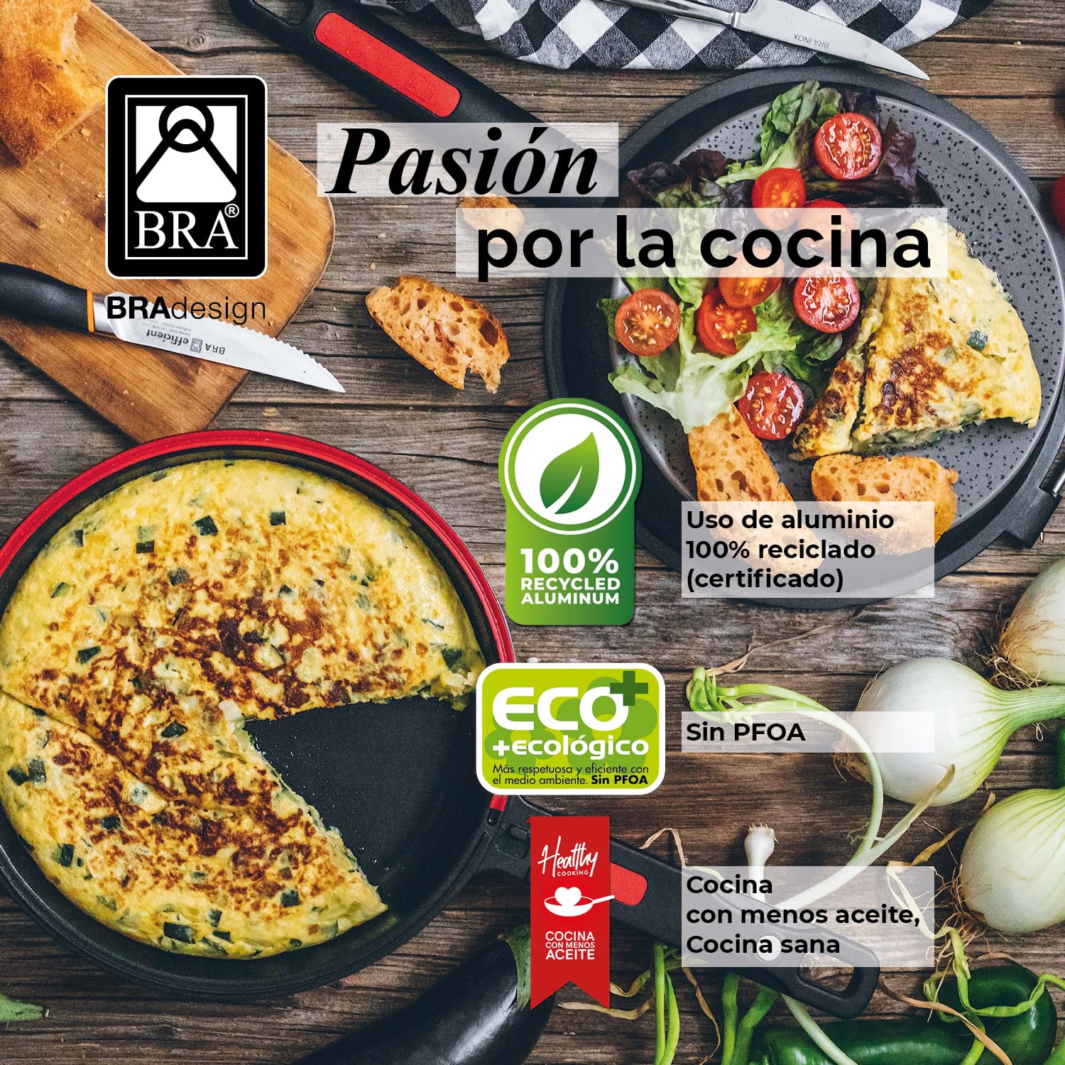 Сотейник високий BRA Premiere 20 см із литого алюмінію з тришаровим антипригарним покриттям та знімними силіконовими ручками, фото №5