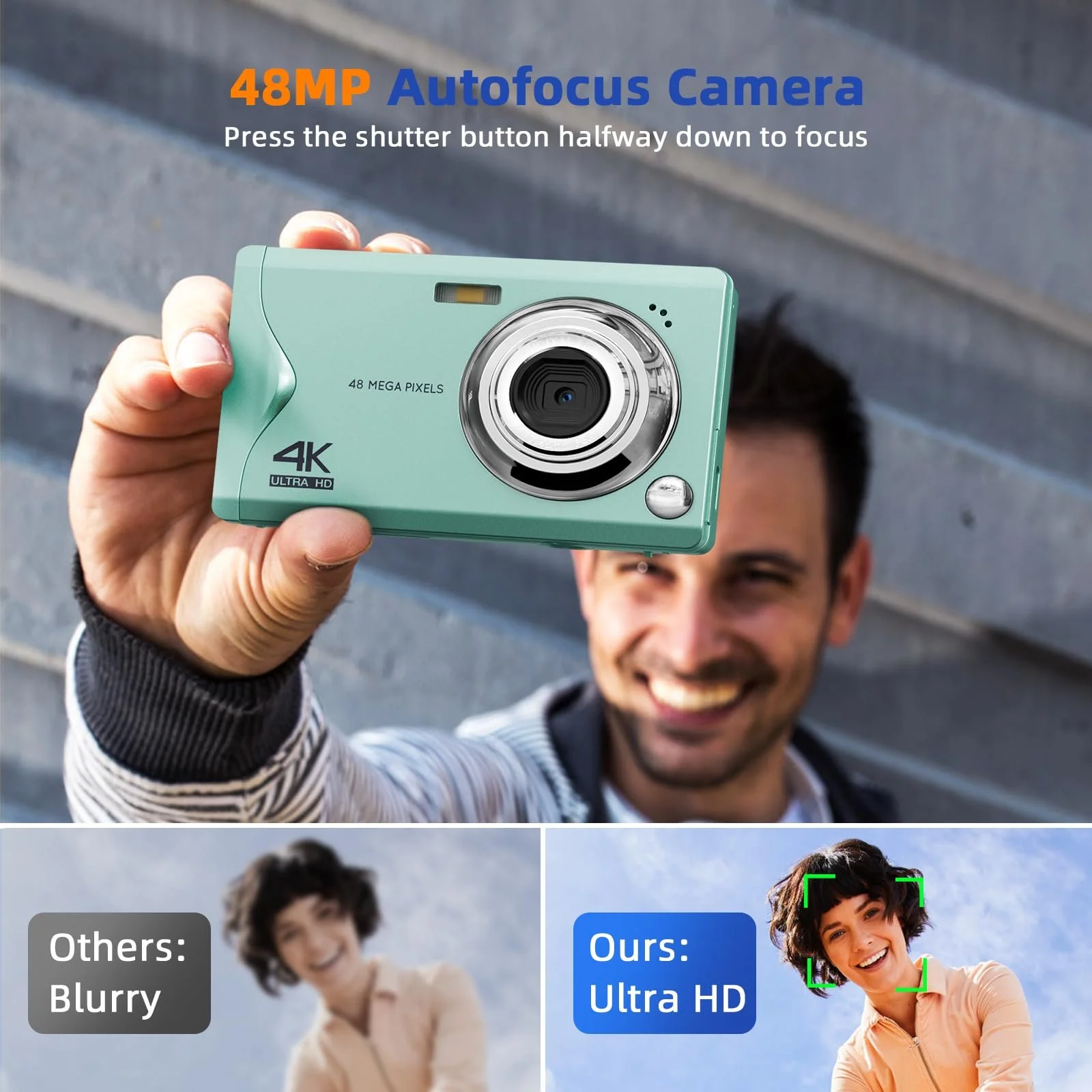 Цифрова камера CCN 48MP 1080P FHD 3,0-дюймовий екран 16X Digital Zoom Зелена, фото №3