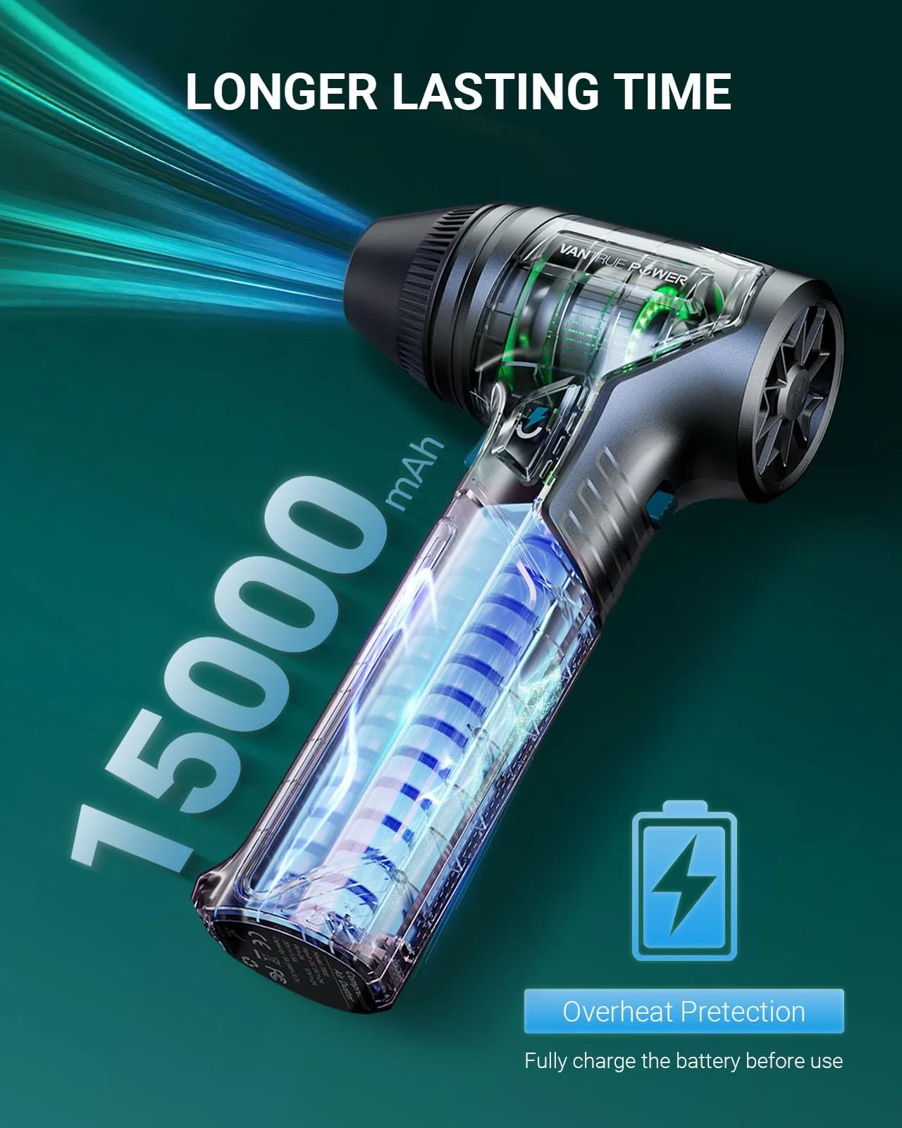 Електрична повітродувка VANTRUE POWER 800 г Акумуляторна, фото №5 Електрична повітродувка VANTRUE POWER 800 г Акумуляторна, фото №5