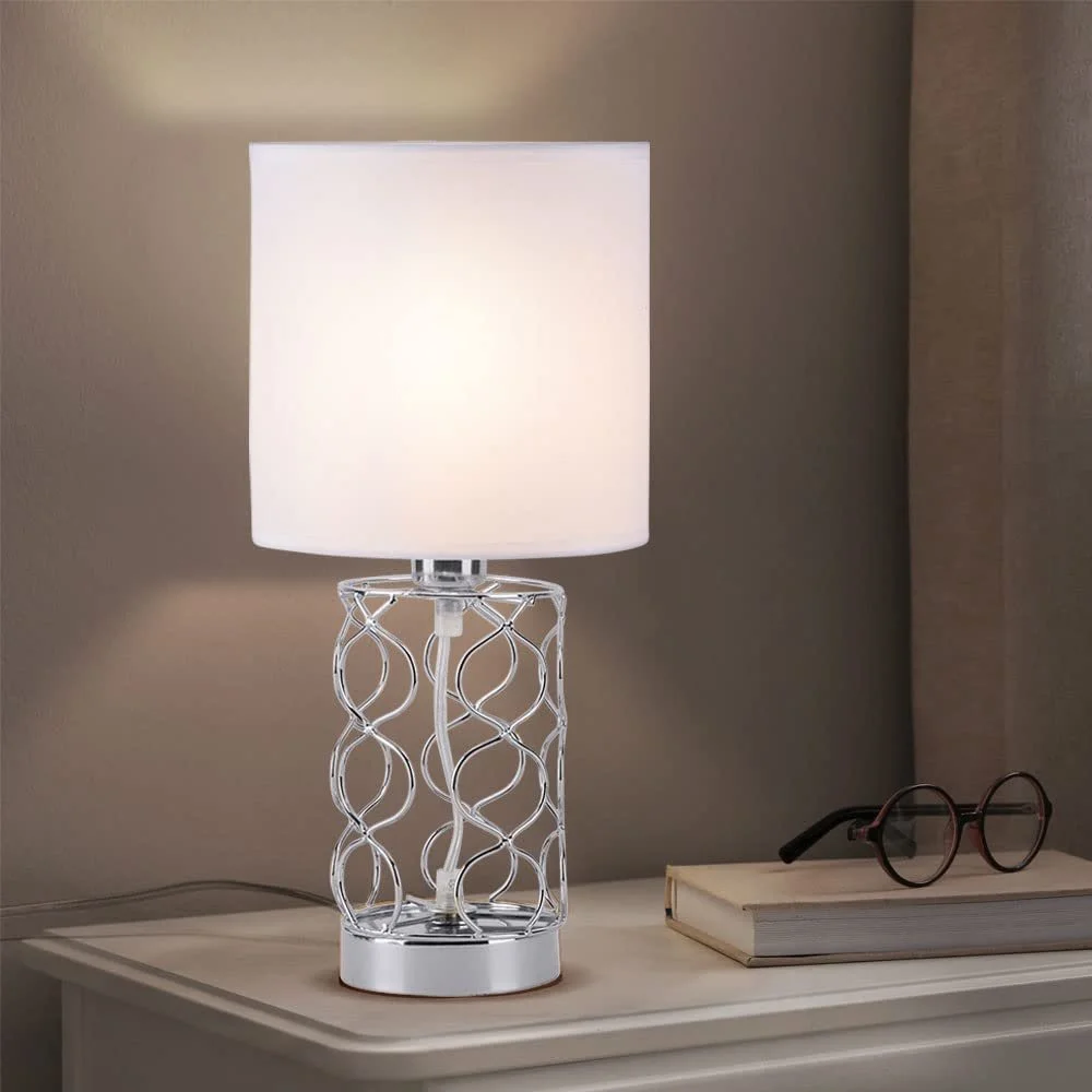 Настільна лампа etc-shop Modern Bedside RGB LED 4,8 Вт 470 лм Сталь Текстиль 18 x 35 см Білий, фото №9