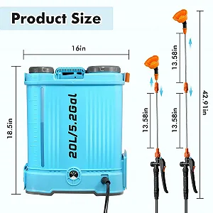 Акумуляторний обприскувач Bellanny 20 л 21 В 100 PSI 6 сопел телескопічна штанга плечовий ремінь synthetic.ua - Фото 1