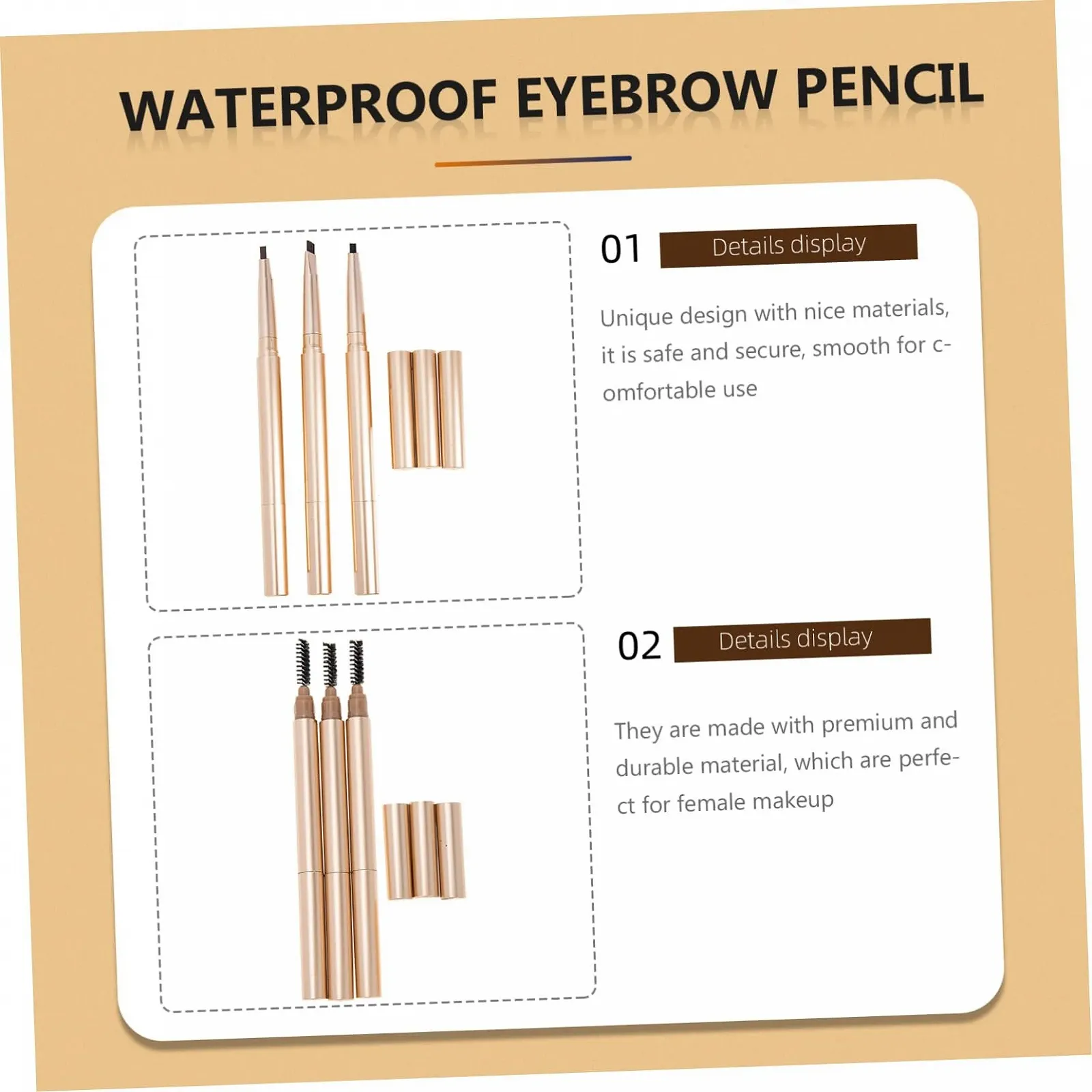 Набір олівців для брів 3 штуки Waterproof Smudge-proof, фото №6