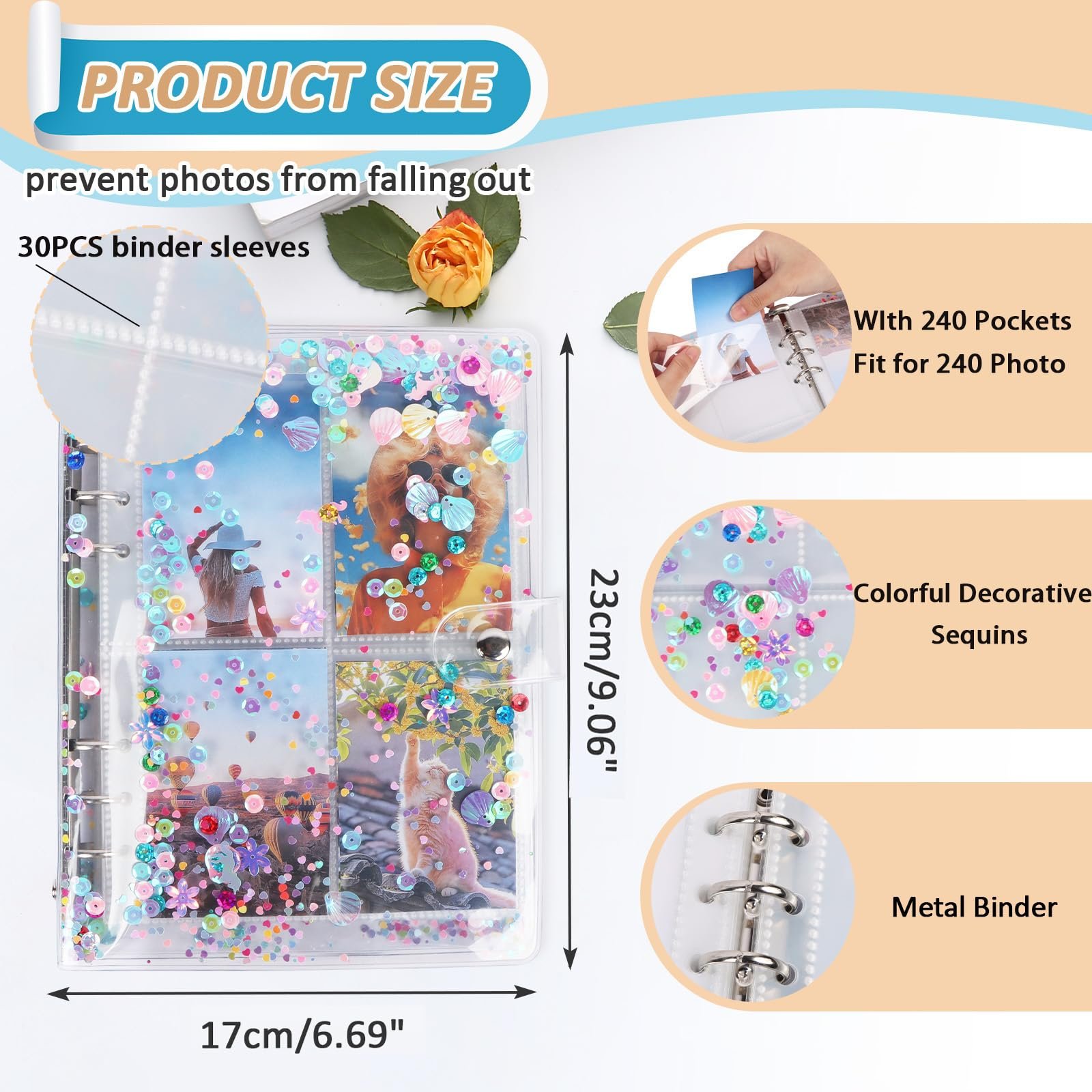 Мини-фотоальбом Lollanda A5 на 240 фотографий, прозрачная обложка, стиль A, фото №3