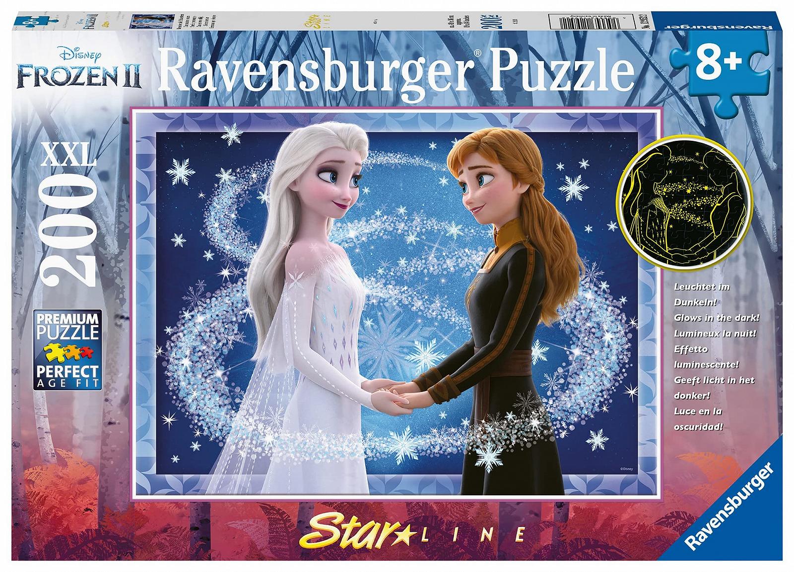Пазл XXL Ravensburger Disney Frozen "Очаровательные сестры" 12952 200 элементов светящийся в темноте от 8 лет, фото №1