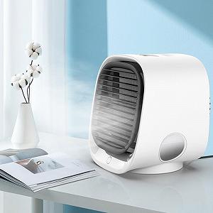 Портативний охолоджувач повітря Міні-кондиціонер 3 швидкості Зволожувач Безшумний LED-підсвічування Водяне охолодження Білий synthetic.ua - Фото 1