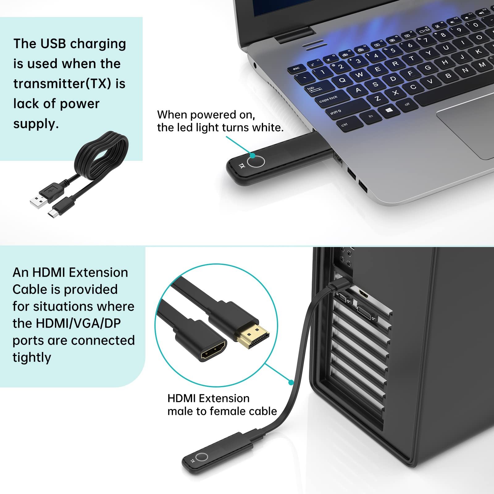 Бездротовий HDMI передавач і приймач MT-VIKI 2.4/5GHz 1080P@60z, фото №5