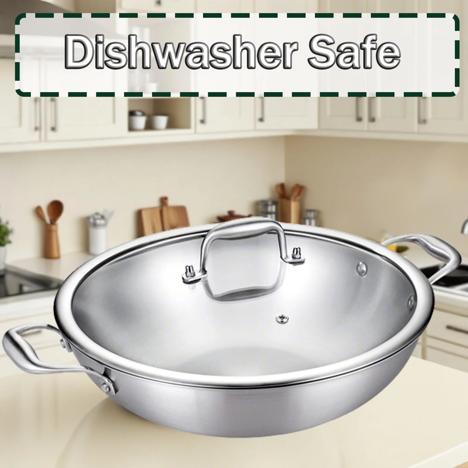 Сковорідка DELARLOCHEF Нержавіюча сталь 30 см з кришкою, фото №6