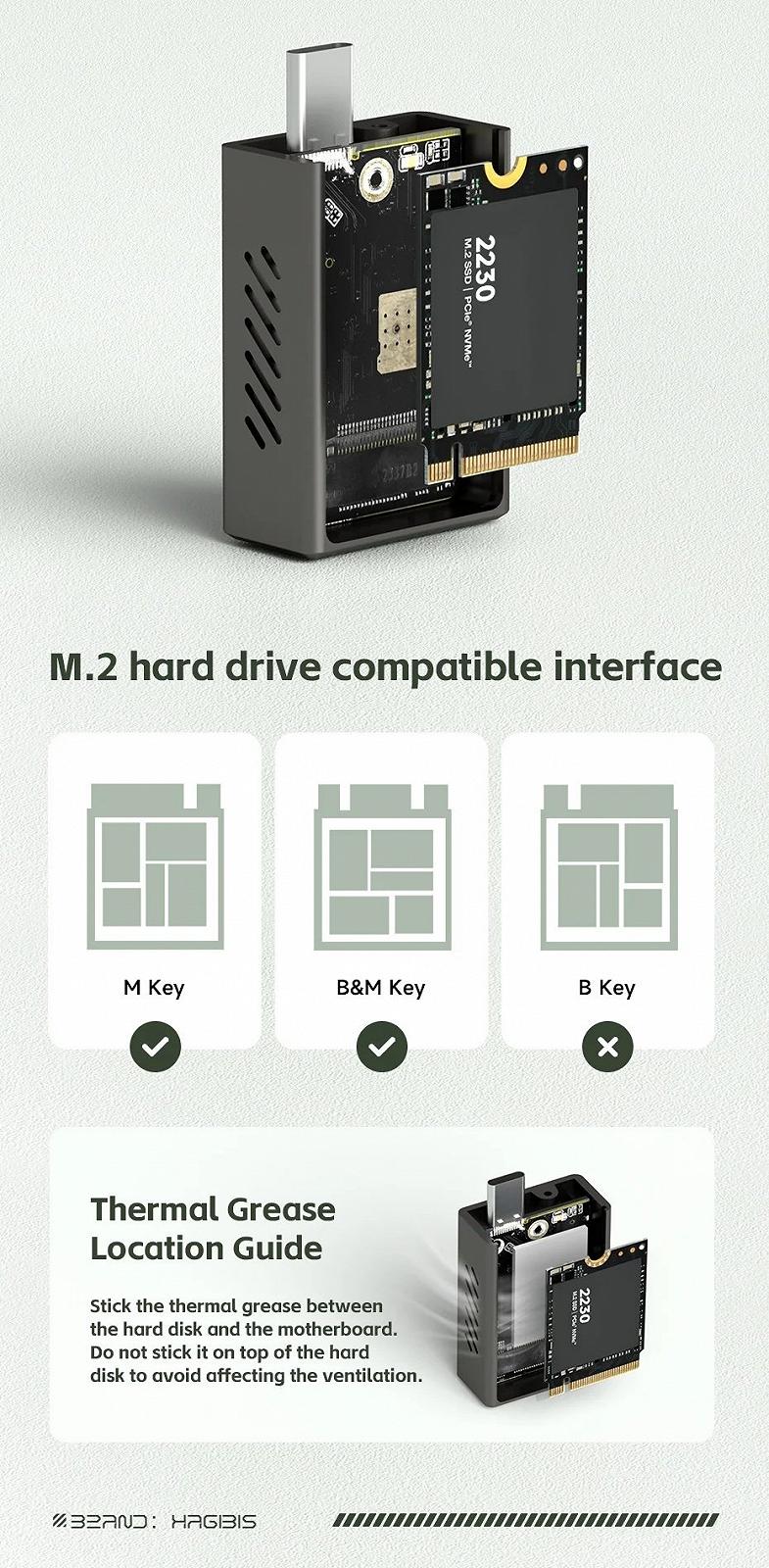 Адаптер HAGIBIS M.2 NVMe 2230 PCIe SSD to USB 3.2 с активным охлаждением, фото №12
