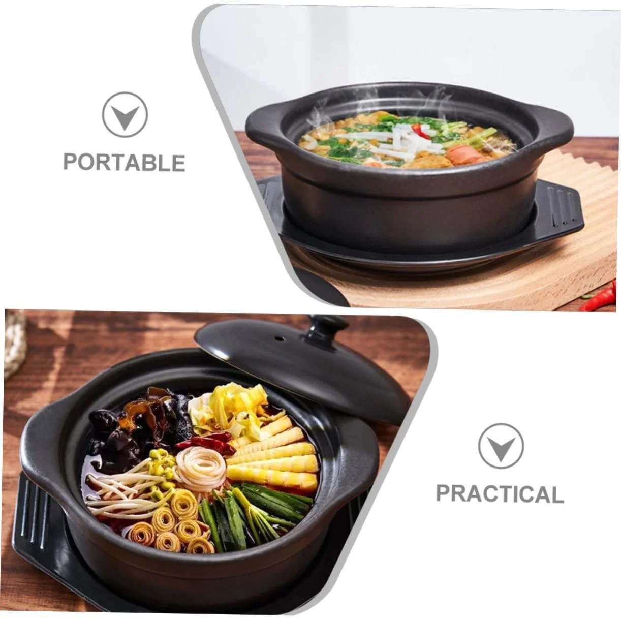 Жаровня Toyvian керамическая с крышкой термостойкая антипригарная для тушения, фото №7