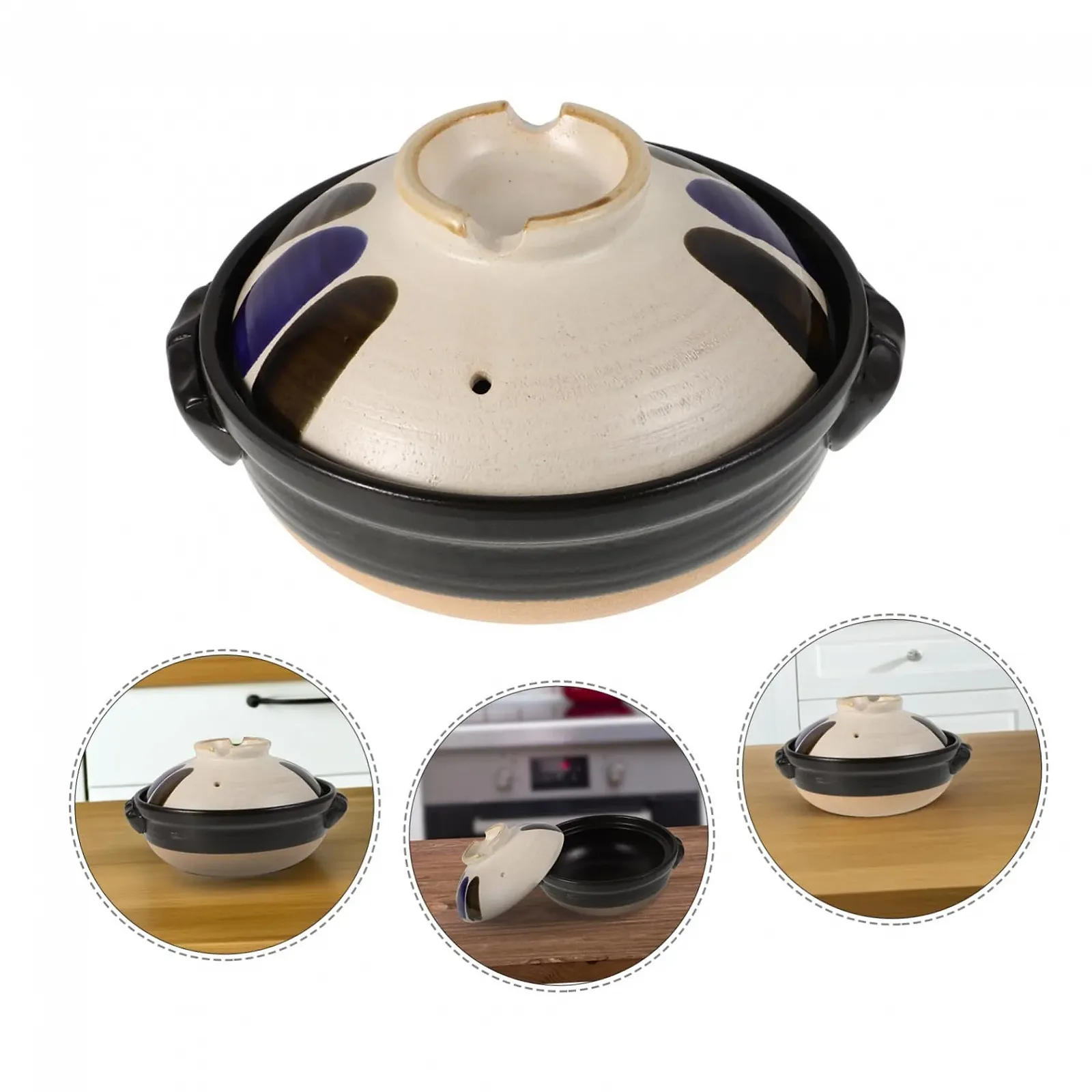 Каструля Sosoport керамічна з кришкою термостійка в японському стилі з подвійними ручками, фото №9