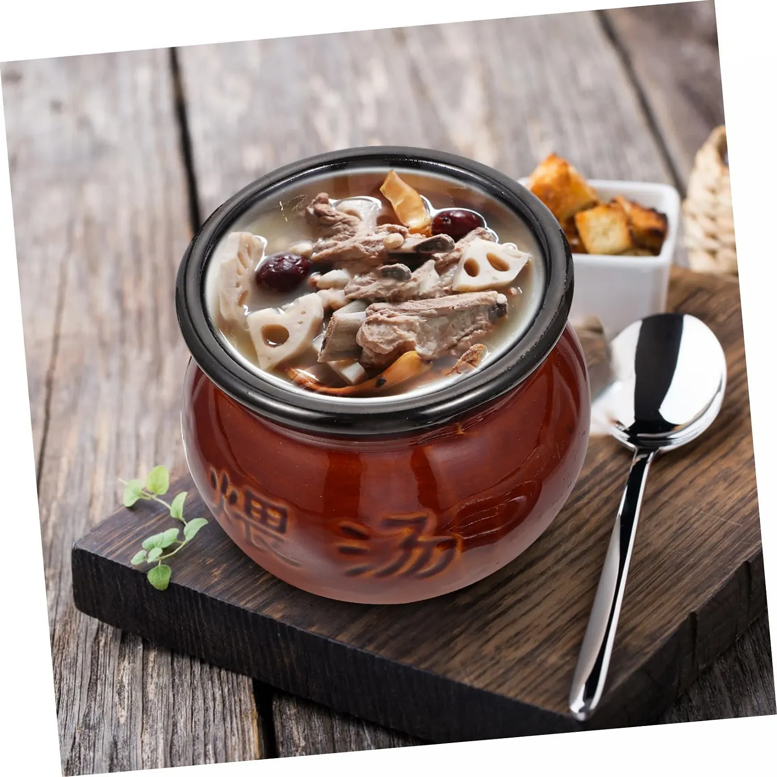 Набір горщиків керамічних 2 шт. з кришкою Білий, фото №3