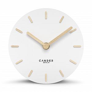 Настільний годинник Cander Berlin MNU 2515 F, 15 см, аналоговий, на батарейках, білий, МДФ, дерев'яні стрілки - Фото 1