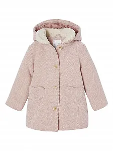 Пальто для девочки VERTBAUDET с капюшоном и переработанным полиэстером - Фото 1