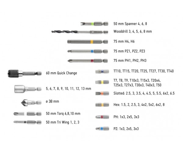Graphite Шурупокрут-дриль акумуляторний Energy 18В 2х2.0А•год, 44Нм 0-1250об•хв, набір 109шт приладдя кейс 7.35кг, фото №9