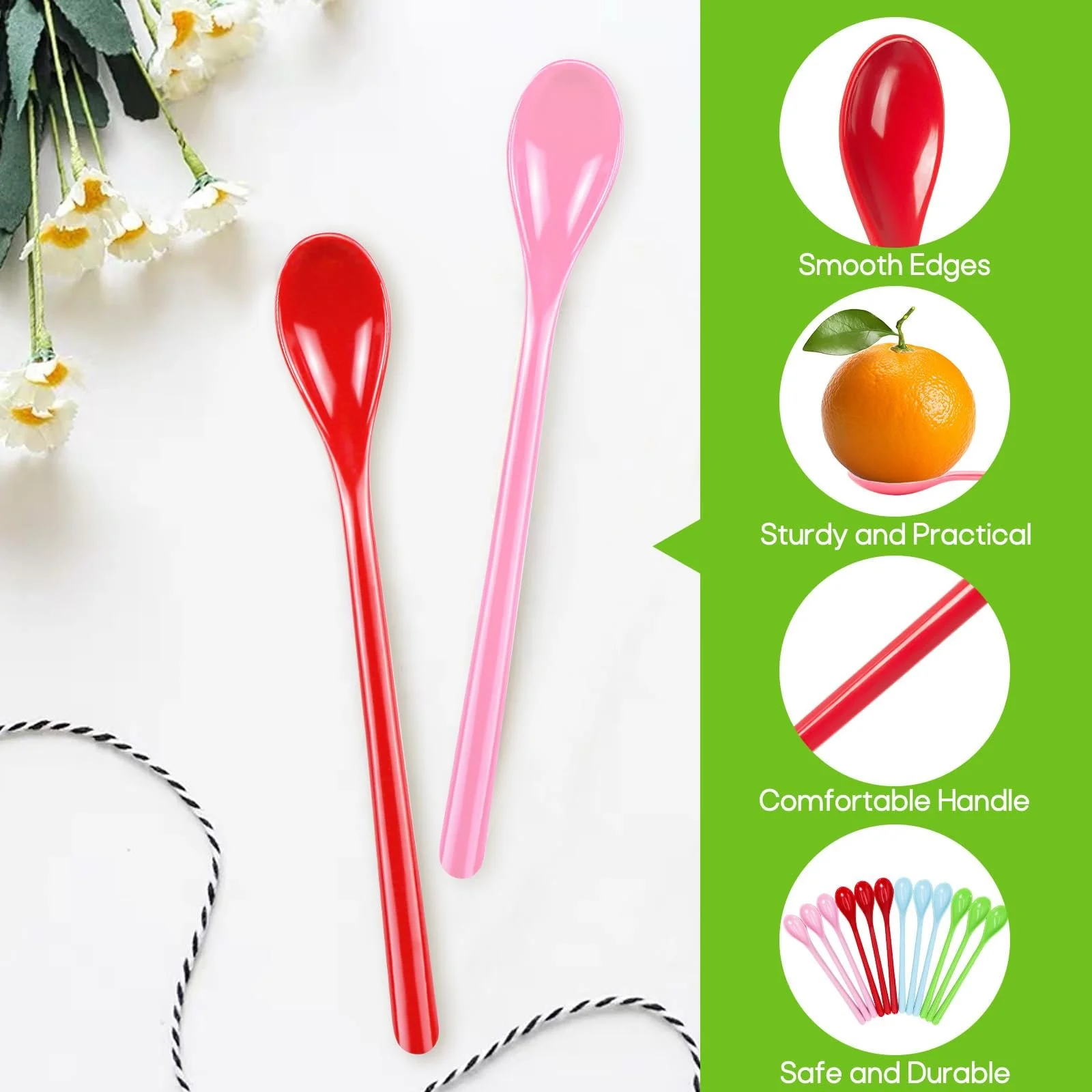 Ложки пластикові довгі кольорові 18.5 см, паковання 12 штук, фото №4 Ложки пластикові довгі кольорові 18.5 см, паковання 12 штук, фото №4