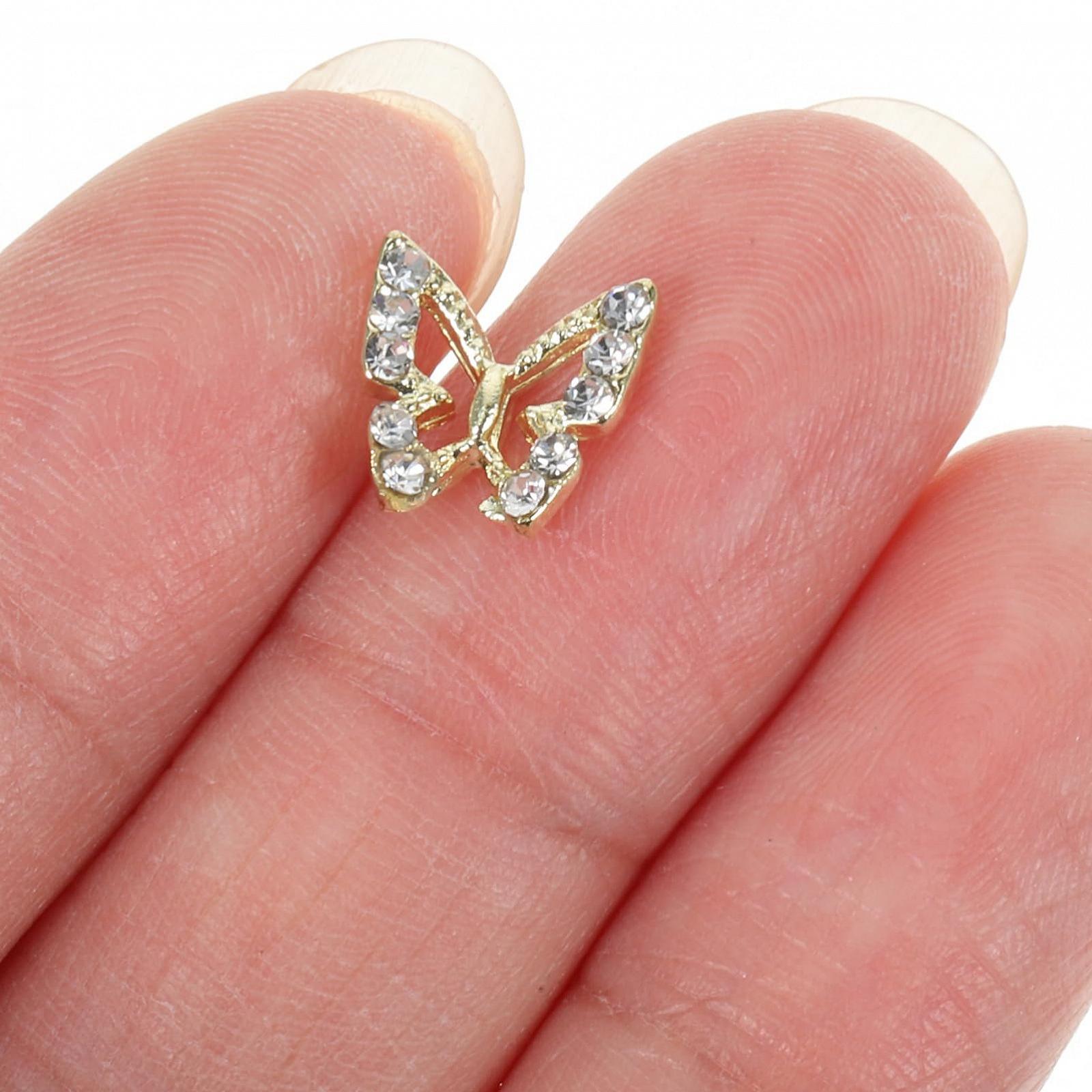 Прикраси для нігтів у формі метелика стрази та підвіски, фото №5