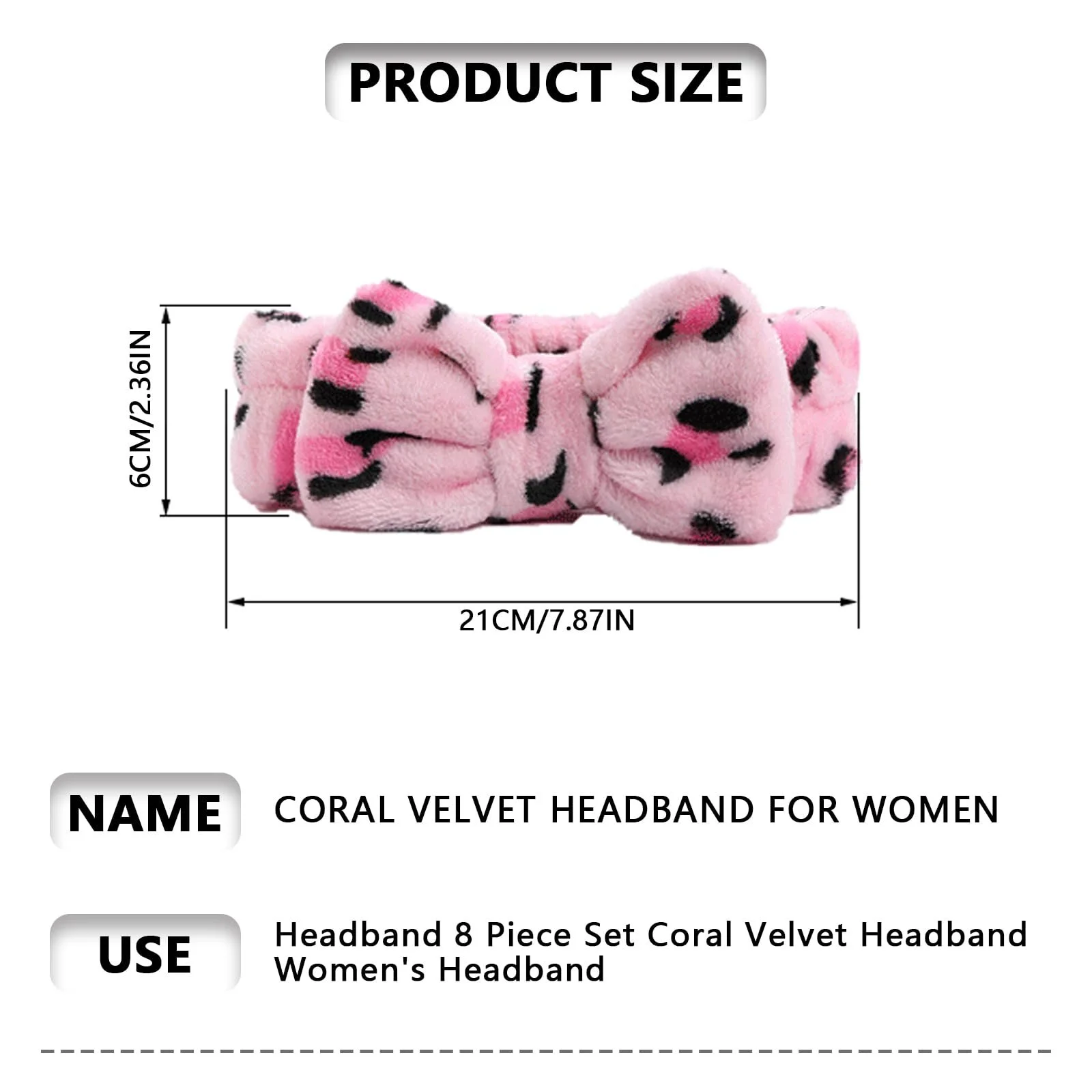 Пов'язка для волосся з бантом для макіяжу, 8 шт, фото №2