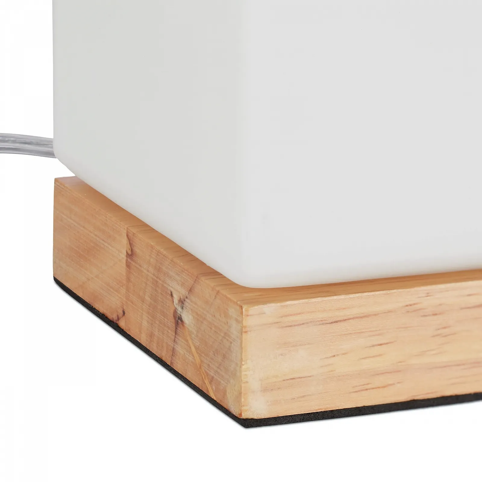 Настільна лампа Relaxdays Cube E14 дерево матове скло 15 x 12 x 12 см біла натуральна, фото №6