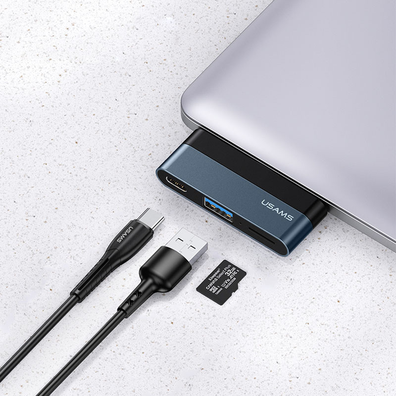 Переходник HUB Usams US-SJ491 Type-C Mini USB Micro SD, фото №3 Переходник HUB Usams US-SJ491 Type-C Mini USB Micro SD, фото №3