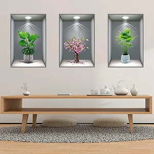Набір наклейок на стіну 3D Vases Green Plant 30 x 45 см 3 шт - Фото 1