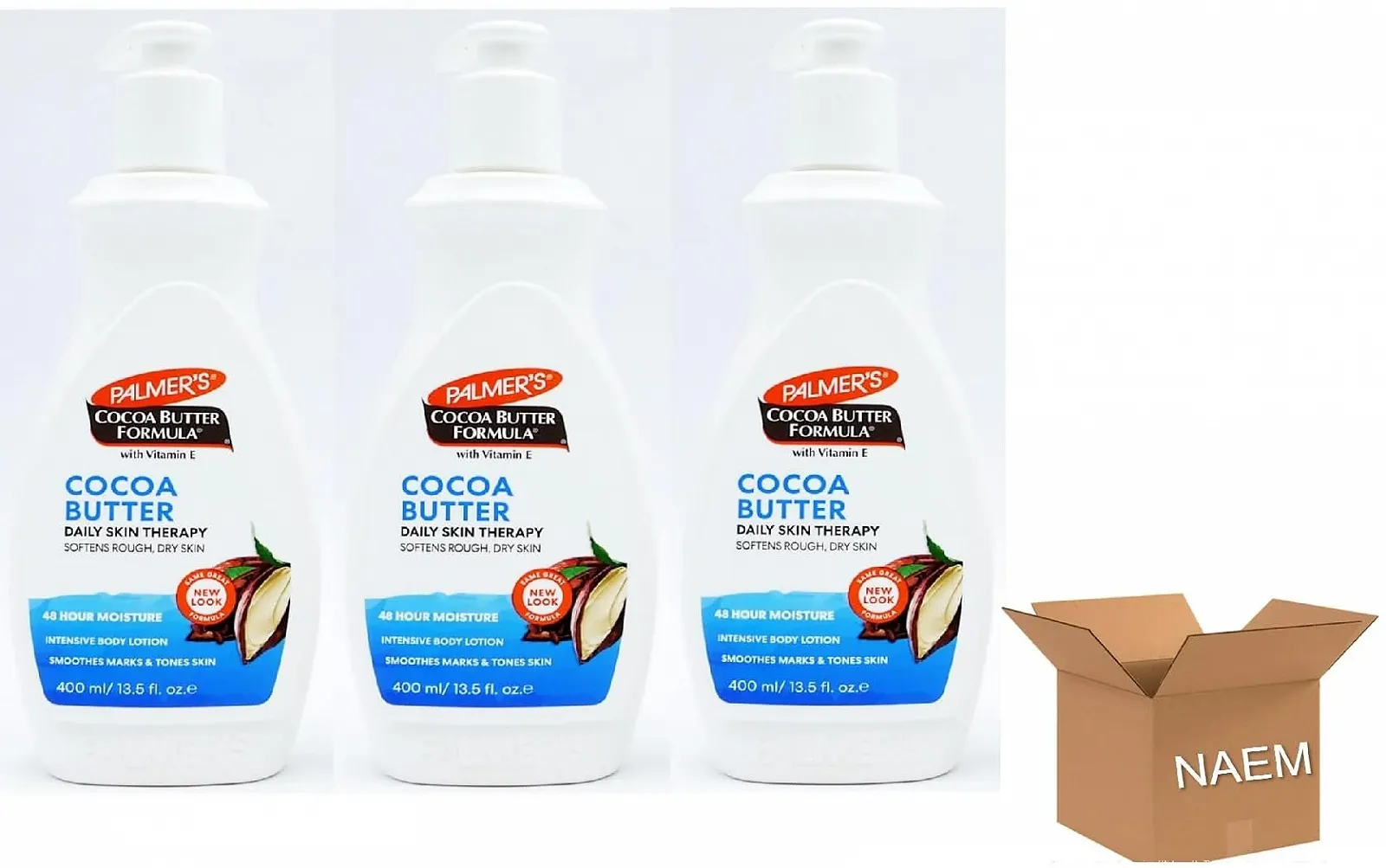 Лосьйон для тіла Preemium з маслом какао для максимального зволоження NAEM, 3 x 400 мл, фото №1