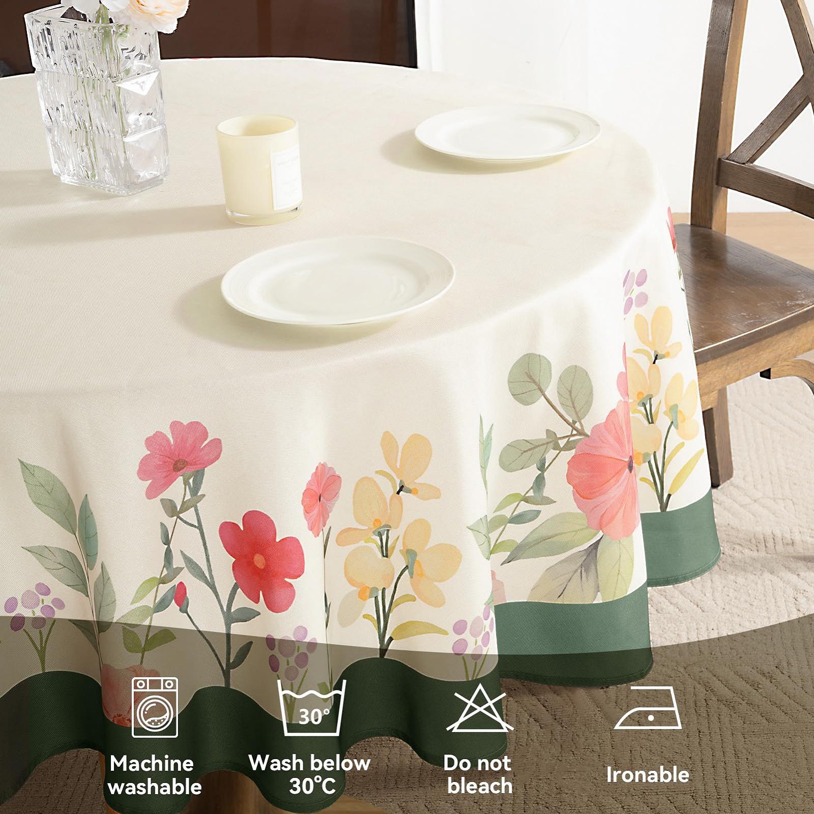 Скатертина Large Round Linen Look Spring Floral 180 см, фото №5