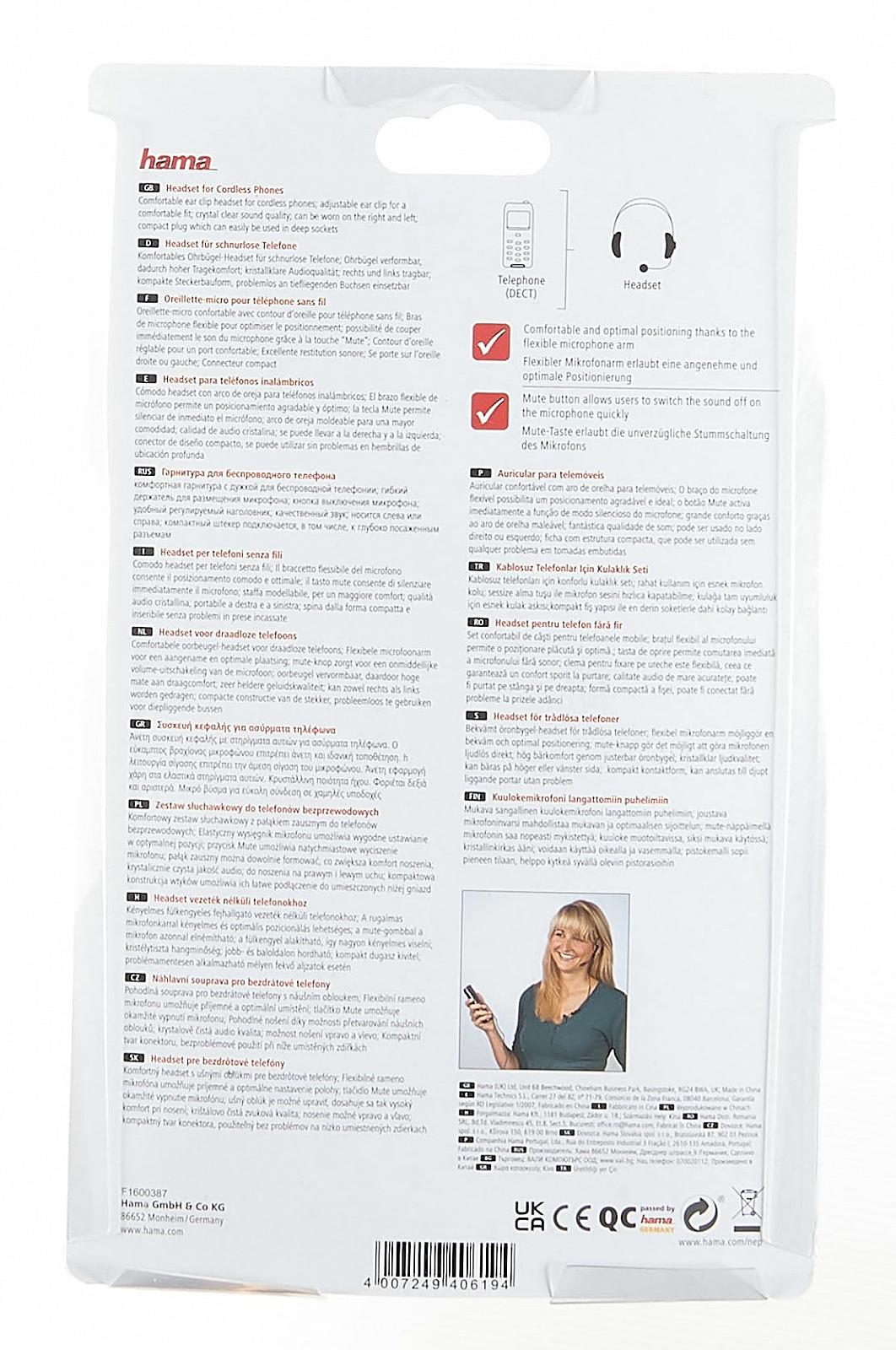 Гарнітура Hama Mono mit 2,5-mm-Klinkenstecker з мікрофоном чорний, фото №5 Гарнітура Hama Mono mit 2,5-mm-Klinkenstecker з мікрофоном чорний, фото №5