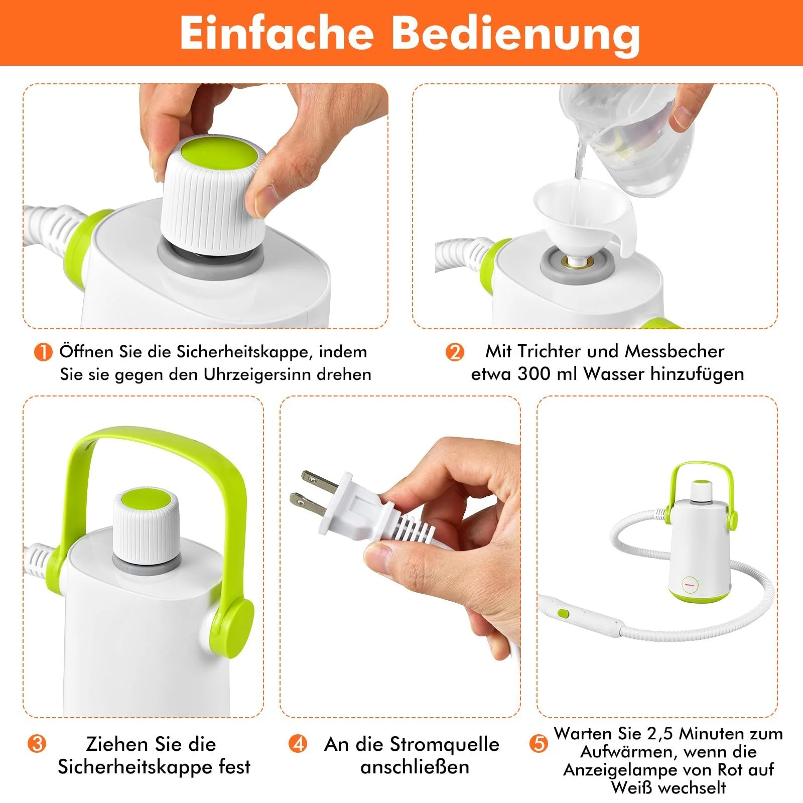 Ручной пароочиститель GOPLUS 1000 W 3 bar 300 мл 10 аксессуаров, фото №5 Ручной пароочиститель GOPLUS 1000 W 3 bar 300 мл 10 аксессуаров, фото №5